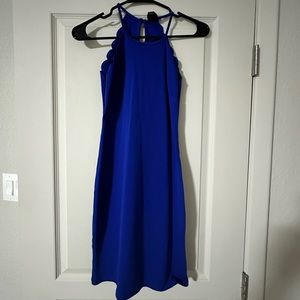 Blue dress with scallop accents